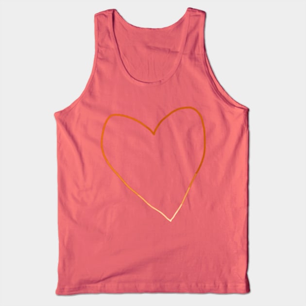 Gold Heart Line Drawing Valentines Day Tank Top by ellenhenryart